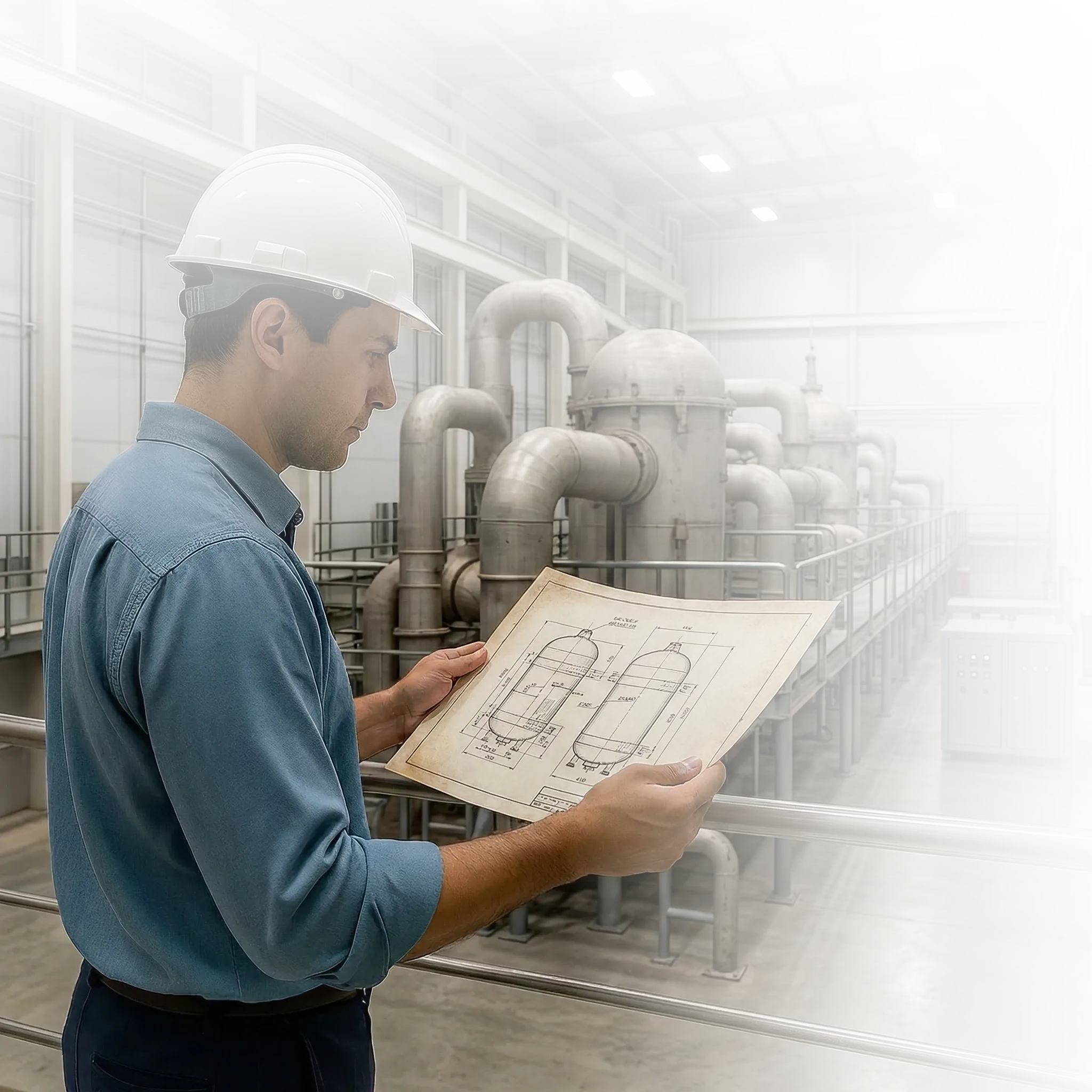 Engineer in steam room